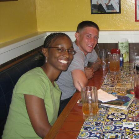 Couple at restaurant table